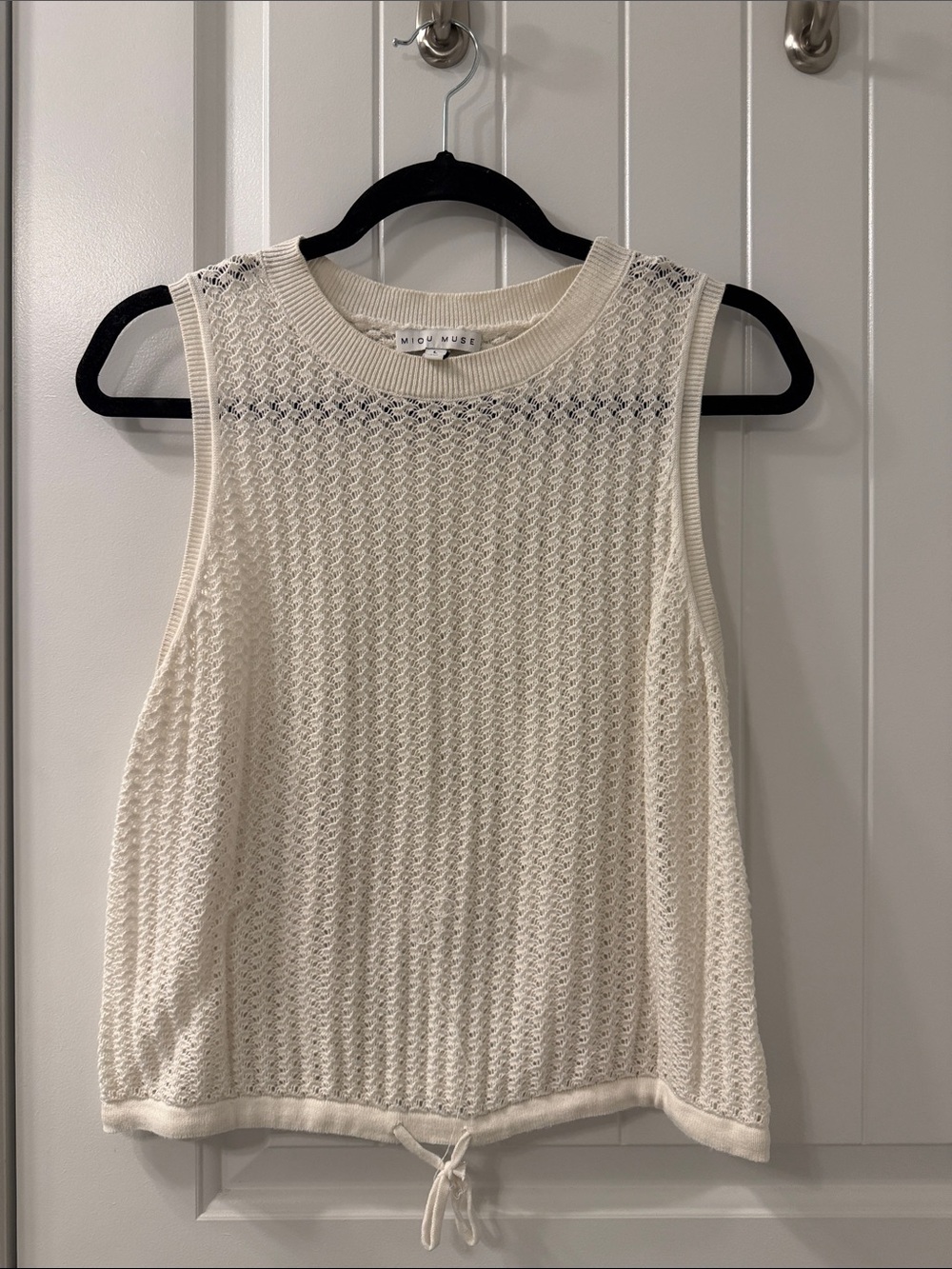 Large Cream Knit Sleeveless Top